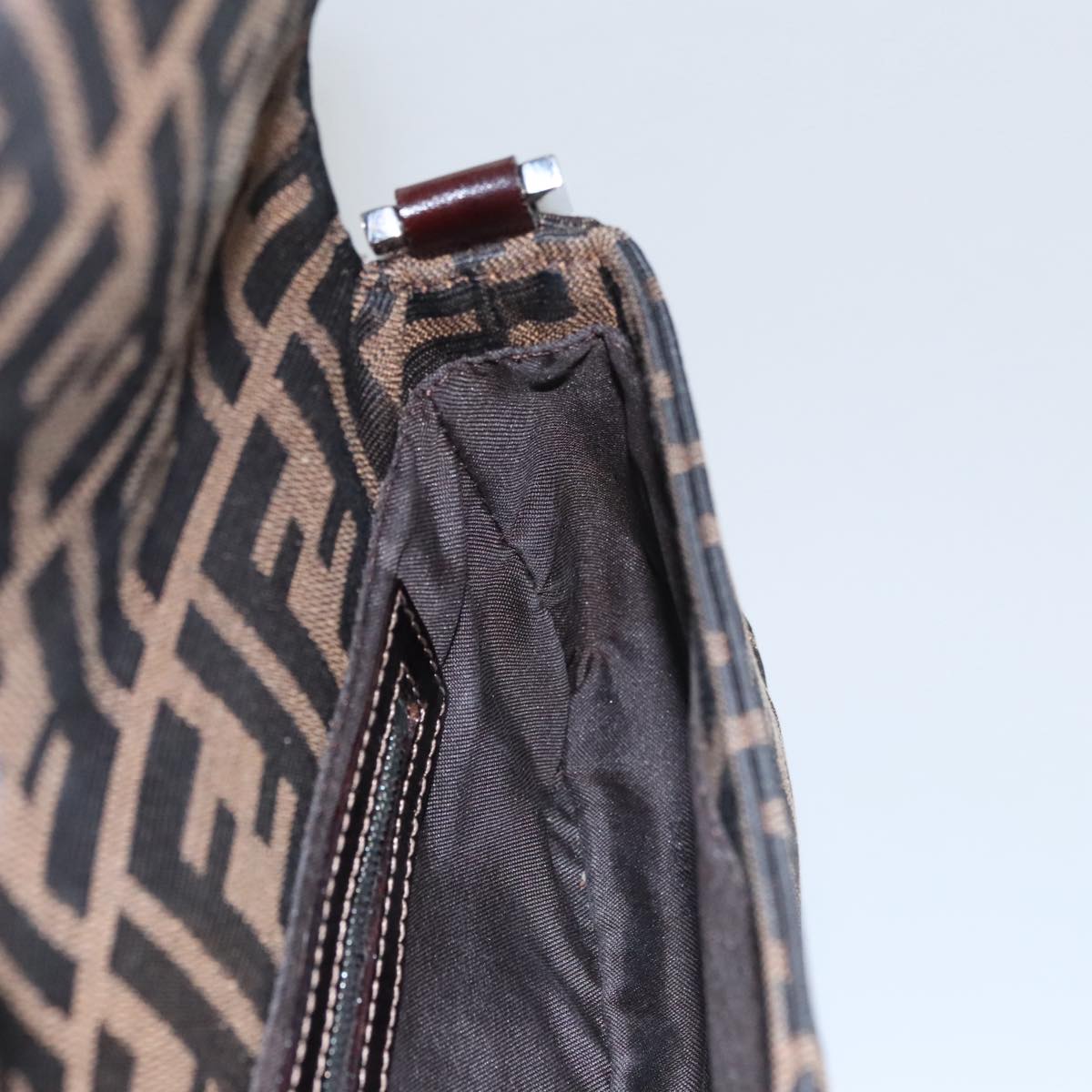 FENDI Zucca Canvas Shoulder Bag Brown ep7236
