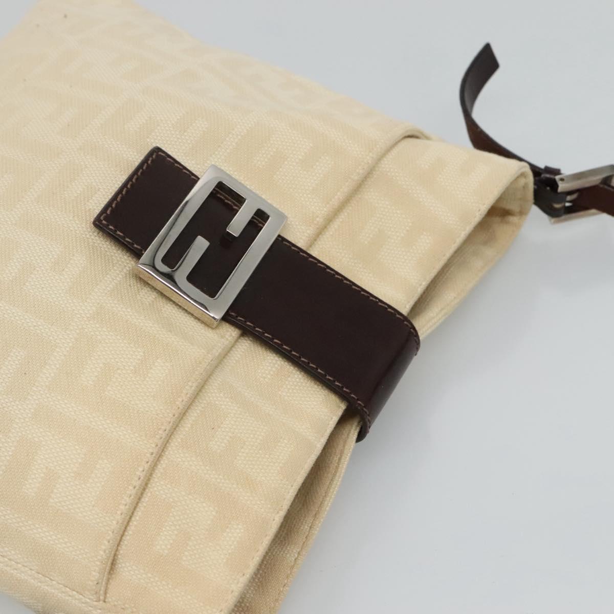 FENDI Zucca Canvas Shoulder Bag Beige ep7339