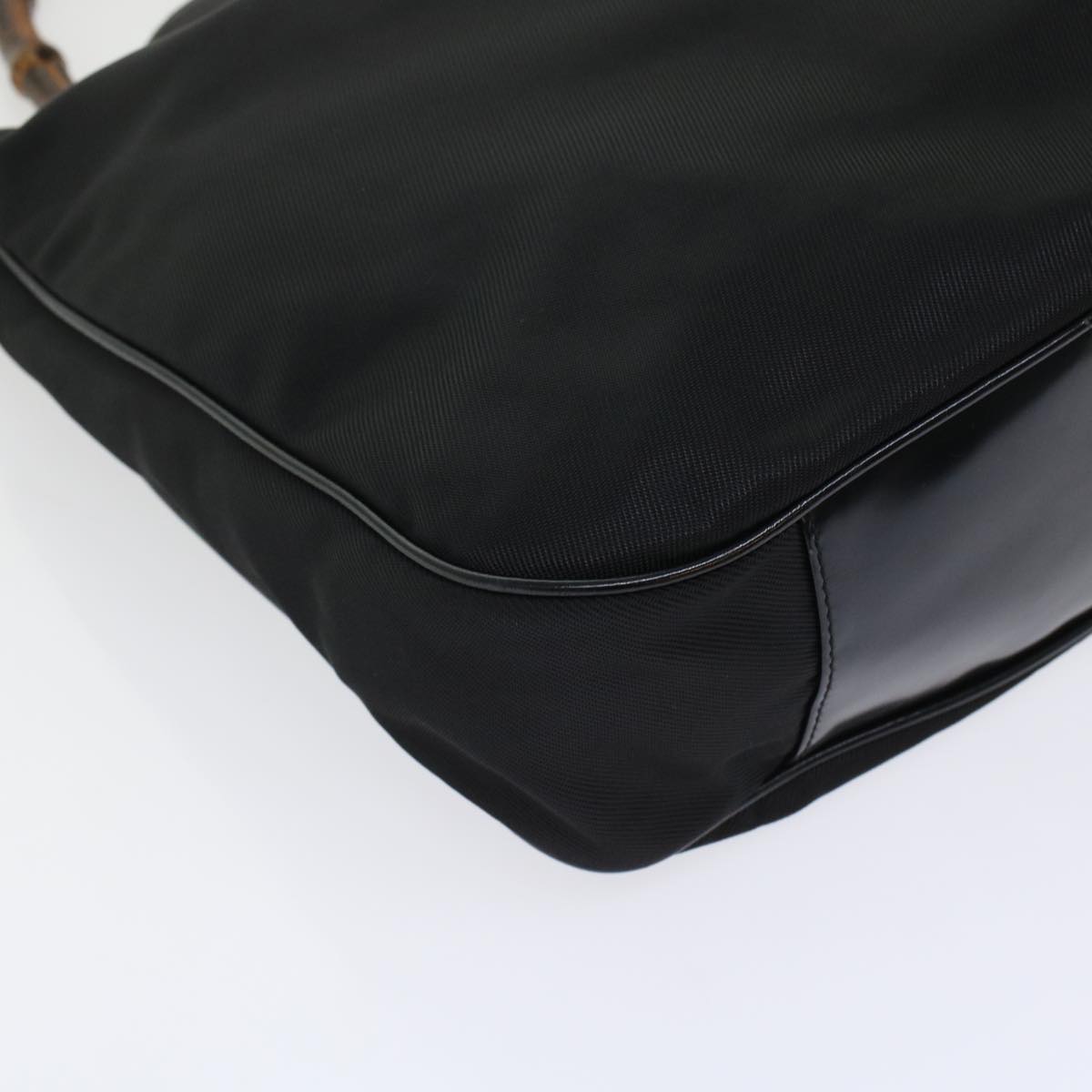 GUCCI Bamboo Shoulder Bag Nylon Black 001•1998•1577 ep826