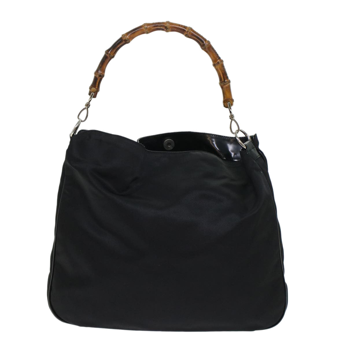 GUCCI Bamboo Shoulder Bag Nylon Black 001•1998•1577 ep826