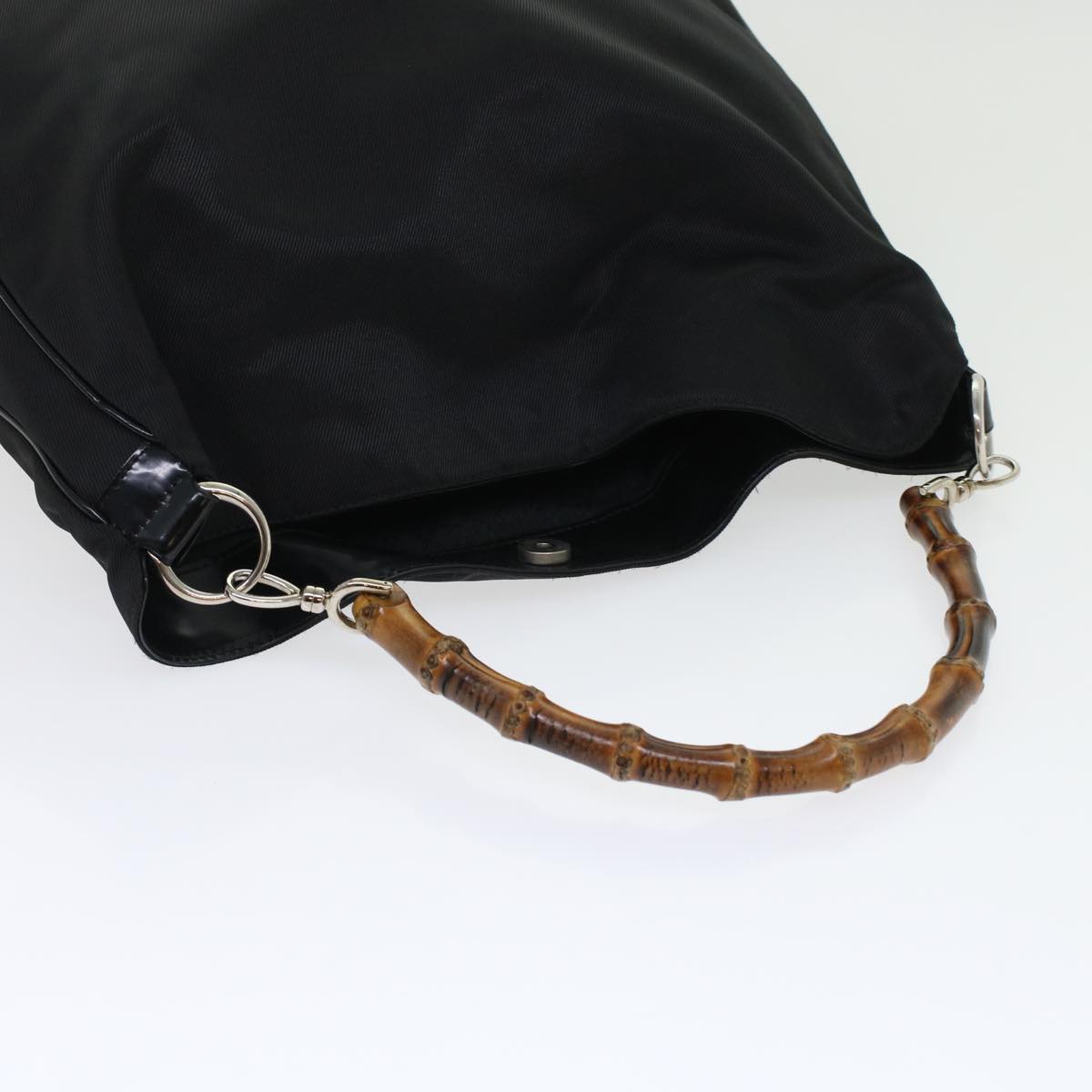 GUCCI Bamboo Shoulder Bag Nylon Black 001•1998•1577 ep826