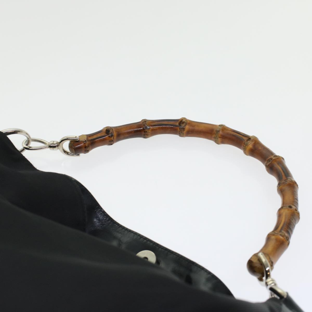 GUCCI Bamboo Shoulder Bag Nylon Black 001•1998•1577 ep826