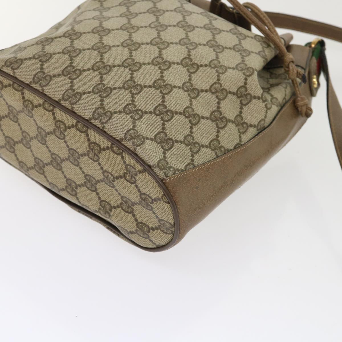GUCCI GG Canvas Web Sherry Line Shoulder Bag Beige Red 14•02•034 ep874