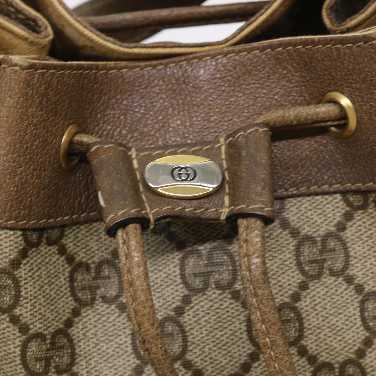 GUCCI GG Canvas Web Sherry Line Shoulder Bag Beige Red 14•02•034 ep874
