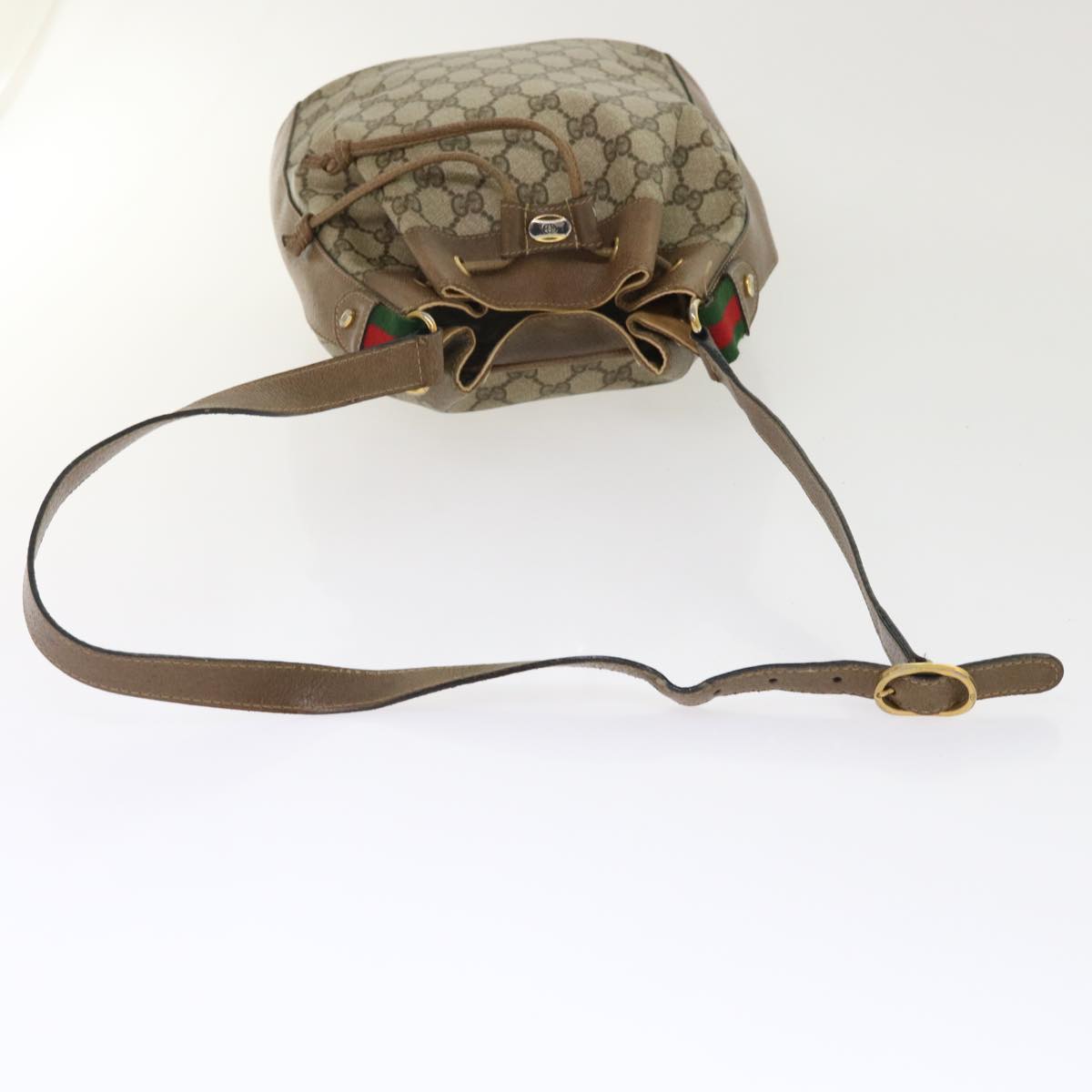 GUCCI GG Canvas Web Sherry Line Shoulder Bag Beige Red 14•02•034 ep874
