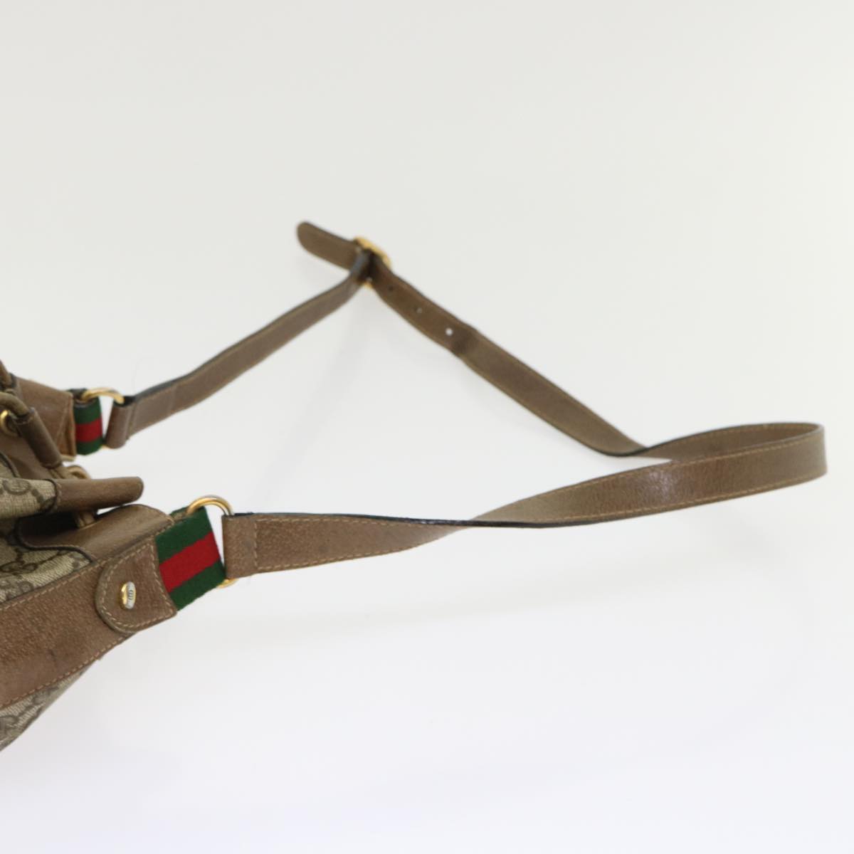 GUCCI GG Canvas Web Sherry Line Shoulder Bag Beige Red 14•02•034 ep874