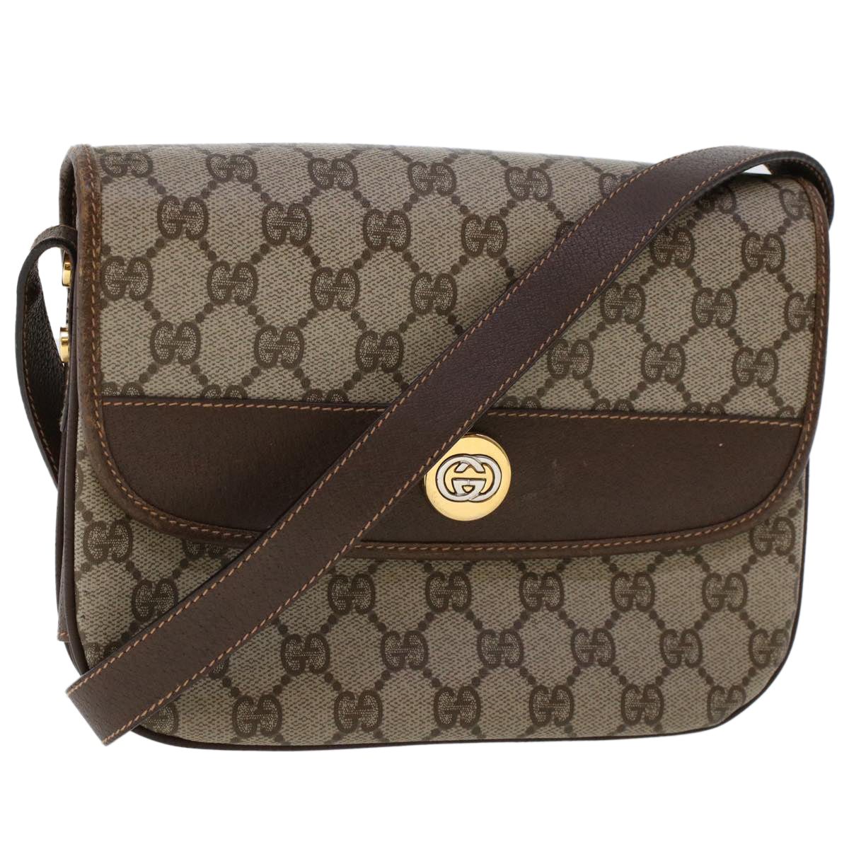 GUCCI GG Canvas Shoulder Bag PVC Leather Beige ep877