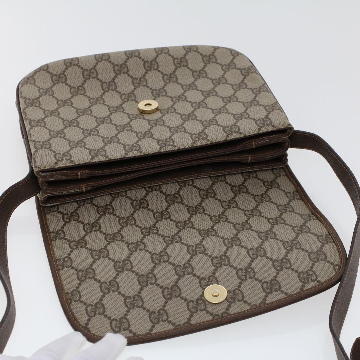 GUCCI GG Canvas Shoulder Bag PVC Leather Beige ep877
