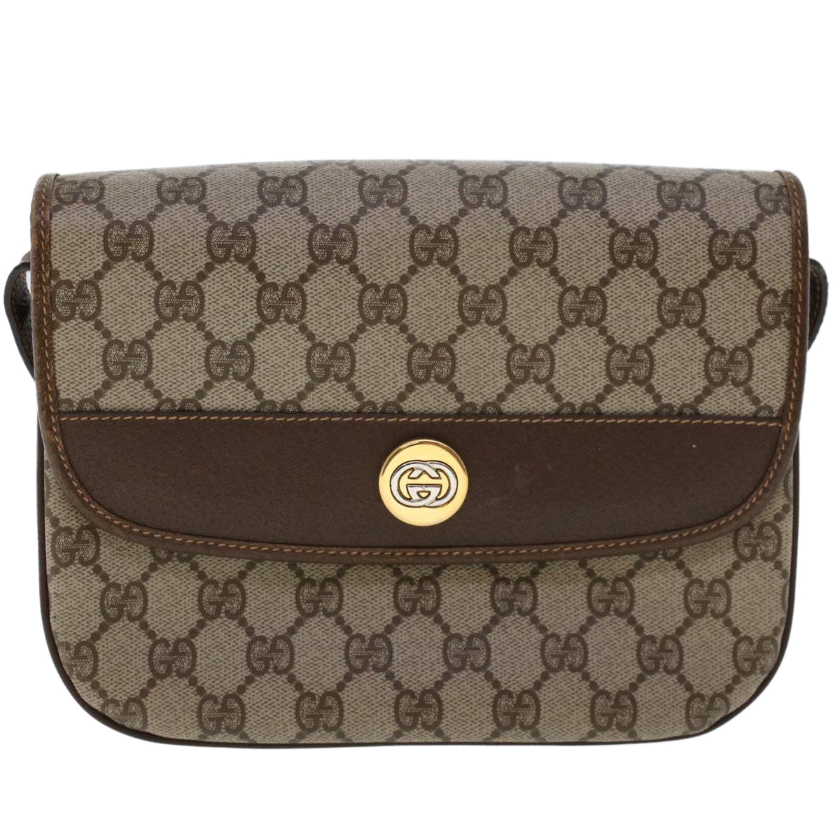 GUCCI GG Canvas Shoulder Bag PVC Leather Beige ep877