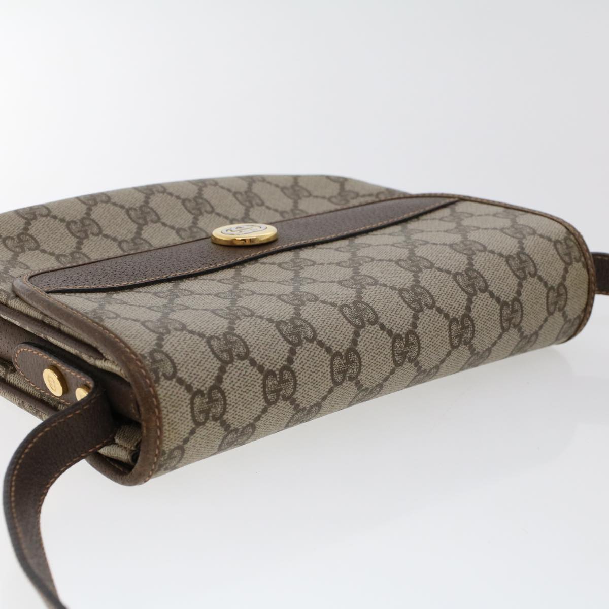 GUCCI GG Canvas Shoulder Bag PVC Leather Beige ep877