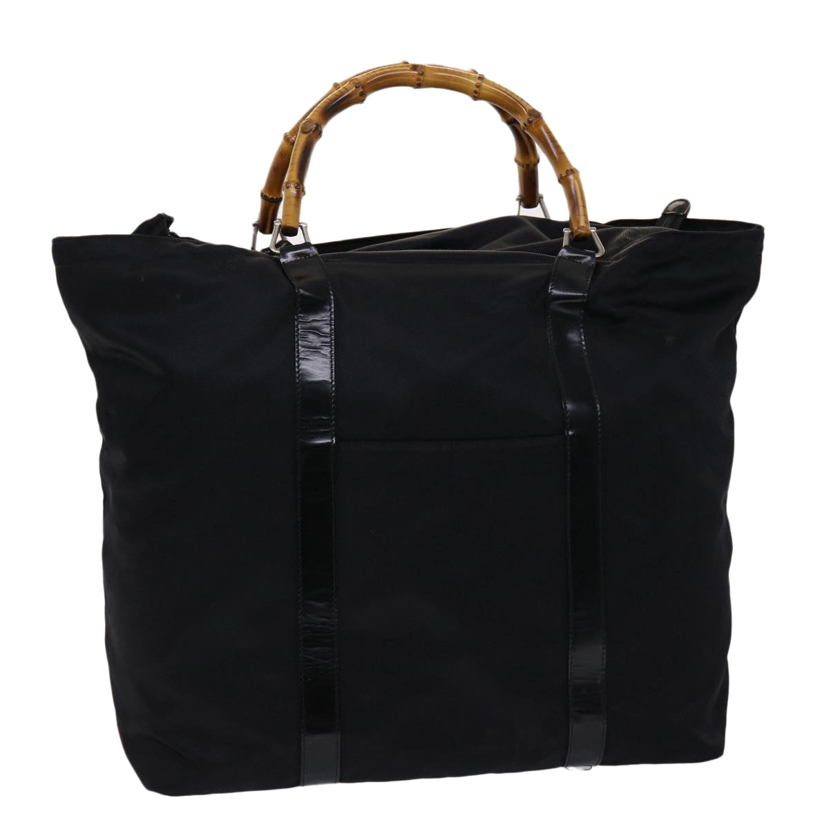 GUCCI Bamboo Boston Bag Nylon Leather Black 002•2854•0412•5 ep878