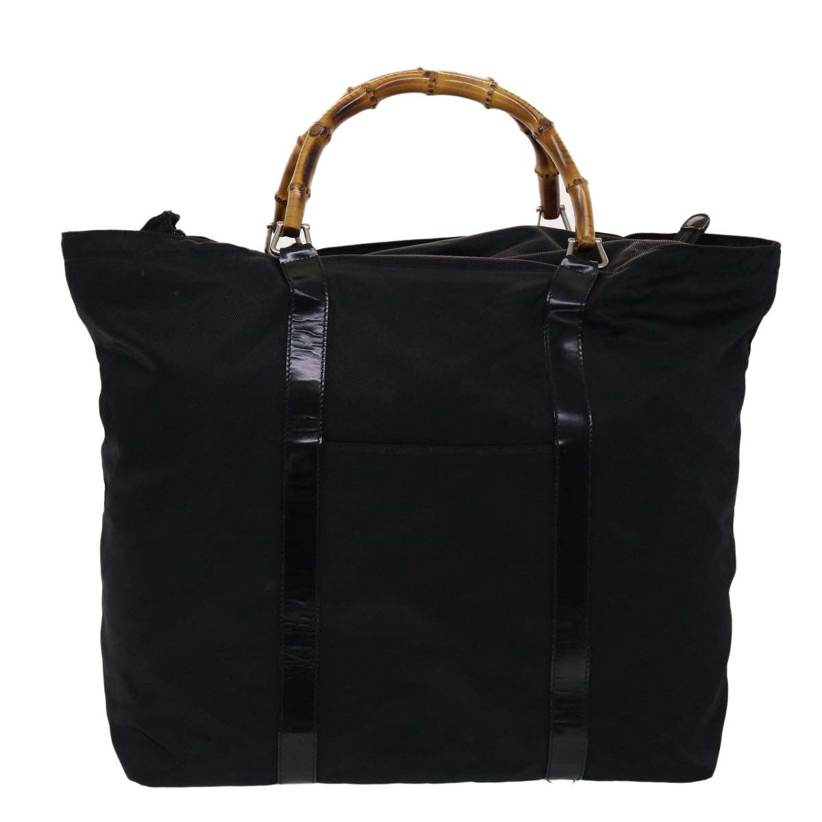GUCCI Bamboo Boston Bag Nylon Leather Black 002•2854•0412•5 ep878