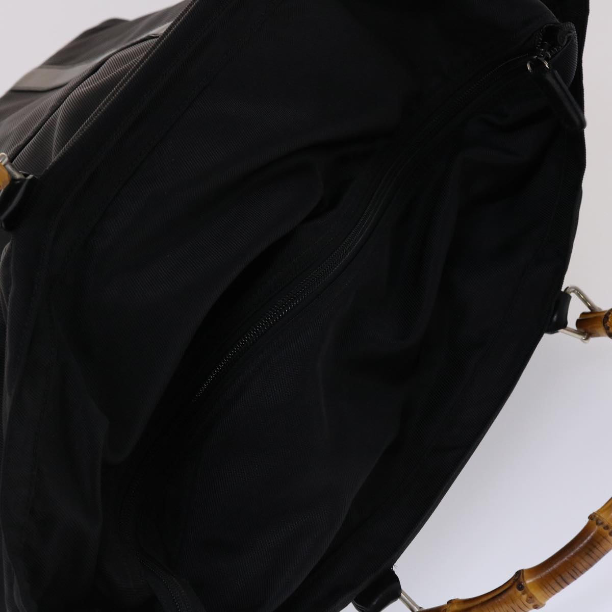 GUCCI Bamboo Boston Bag Nylon Leather Black 002•2854•0412•5 ep878