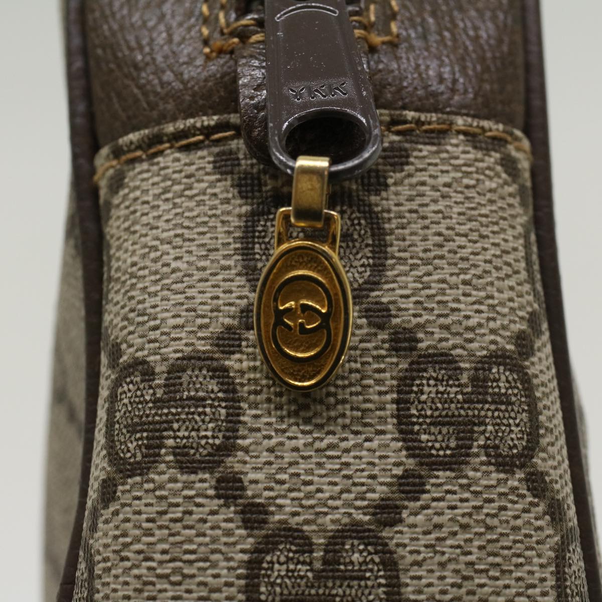 GUCCI GG Canvas Web Sherry Line Clutch Bag PVC Leather Beige Red ep886