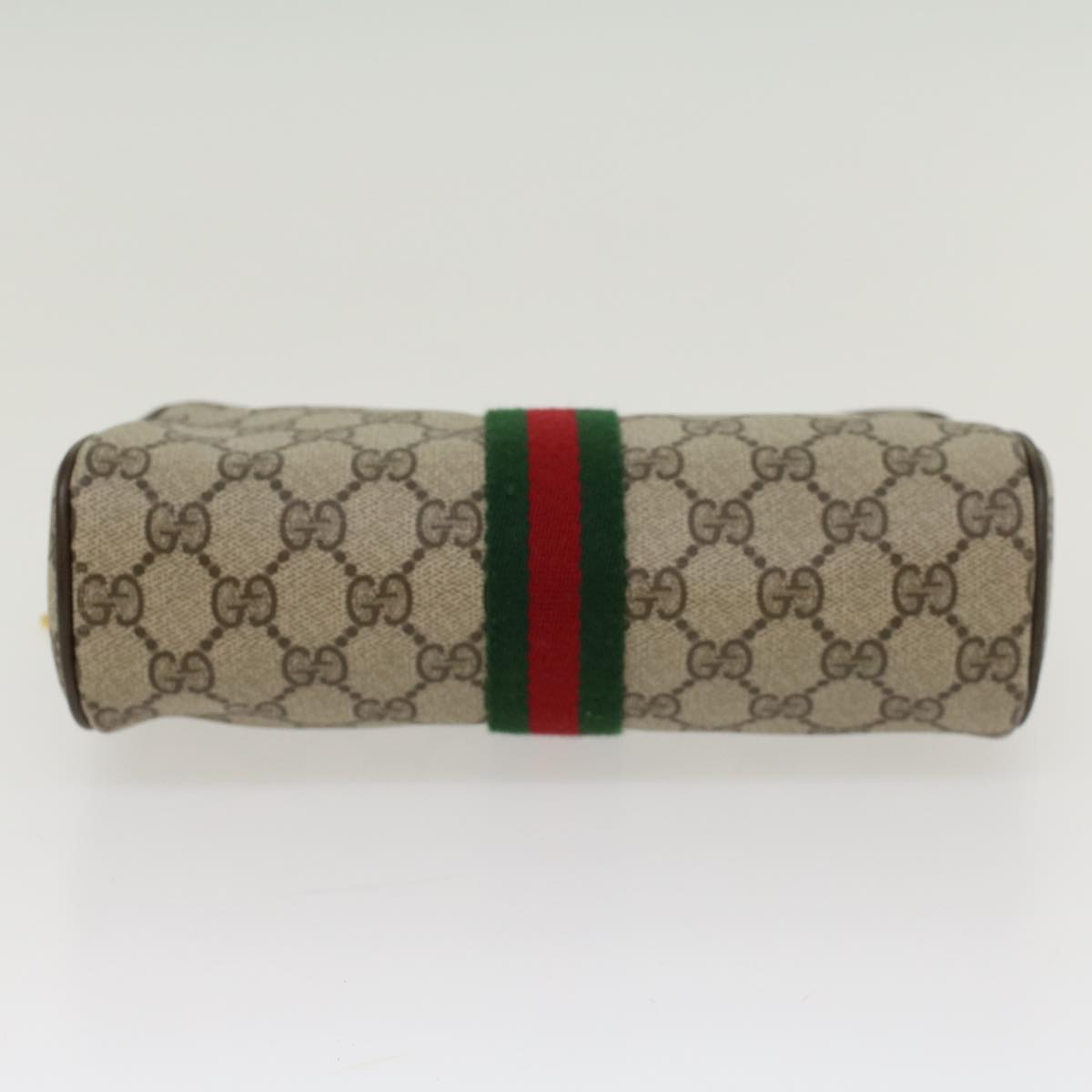 GUCCI GG Canvas Web Sherry Line Clutch Bag PVC Leather Beige Red ep886