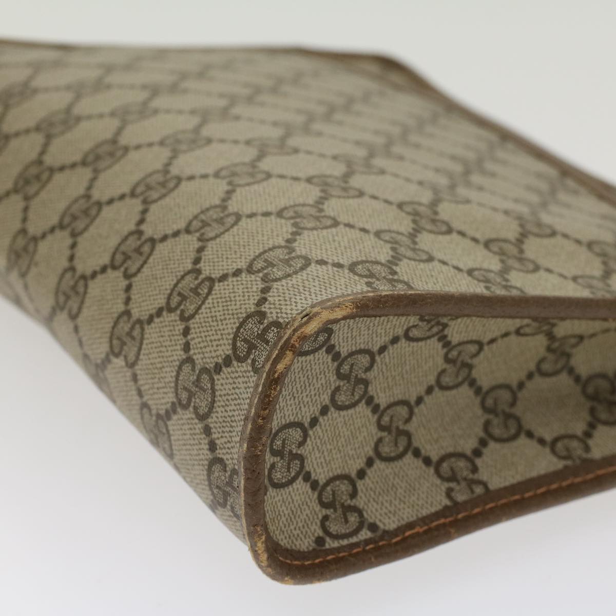 GUCCI GG Canvas Clutch Bag PVC Leather Beige ep898