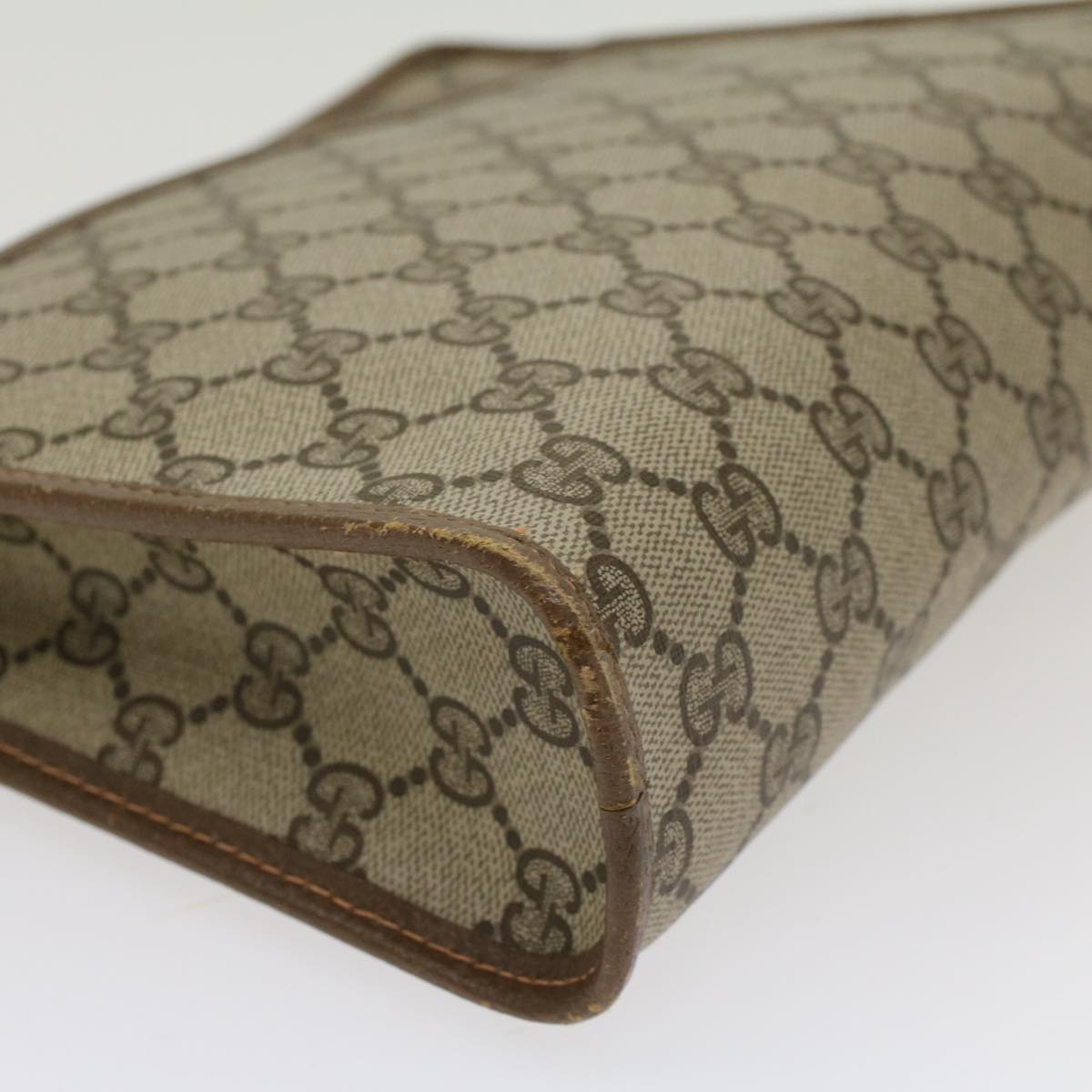 GUCCI GG Canvas Clutch Bag PVC Leather Beige ep898