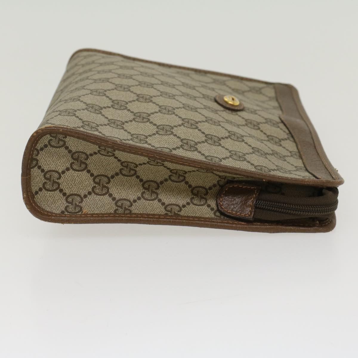 GUCCI GG Canvas Clutch Bag PVC Leather Beige ep898