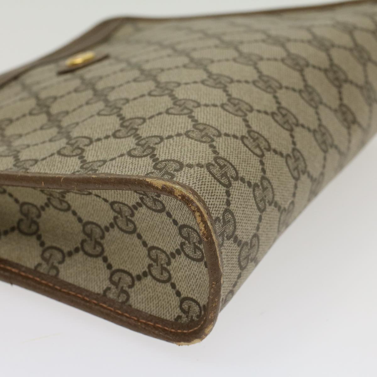 GUCCI GG Canvas Clutch Bag PVC Leather Beige ep898