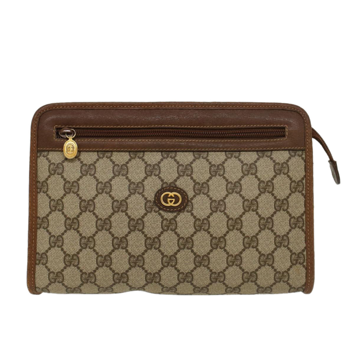 GUCCI GG Canvas Clutch Bag PVC Leather Beige 014•122•6063 ep903