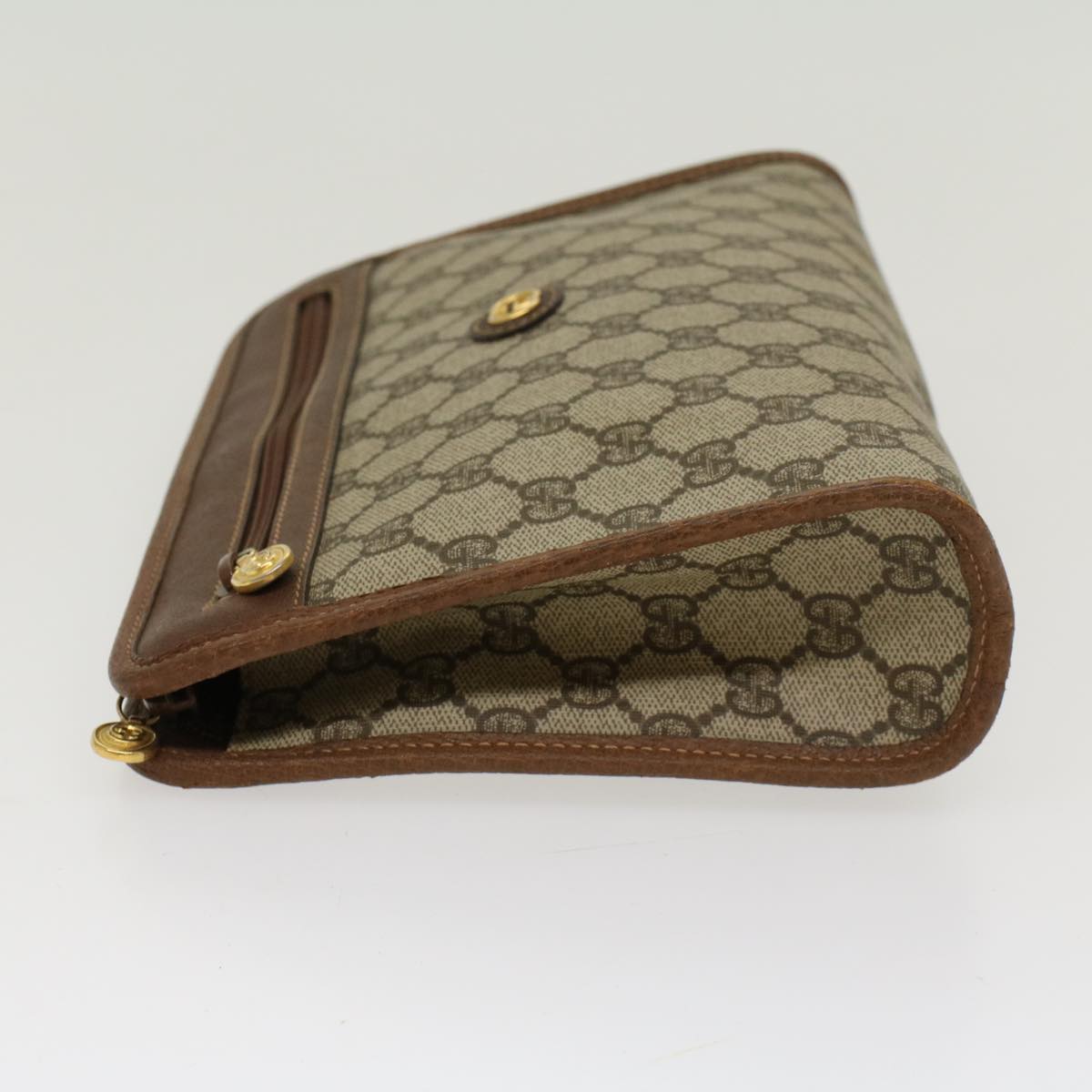GUCCI GG Canvas Clutch Bag PVC Leather Beige 014•122•6063 ep903