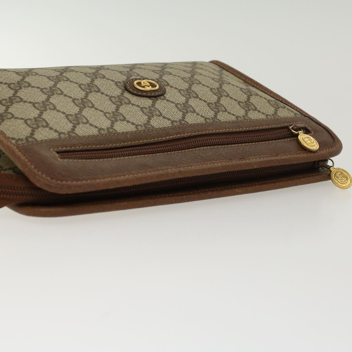 GUCCI GG Canvas Clutch Bag PVC Leather Beige 014•122•6063 ep903