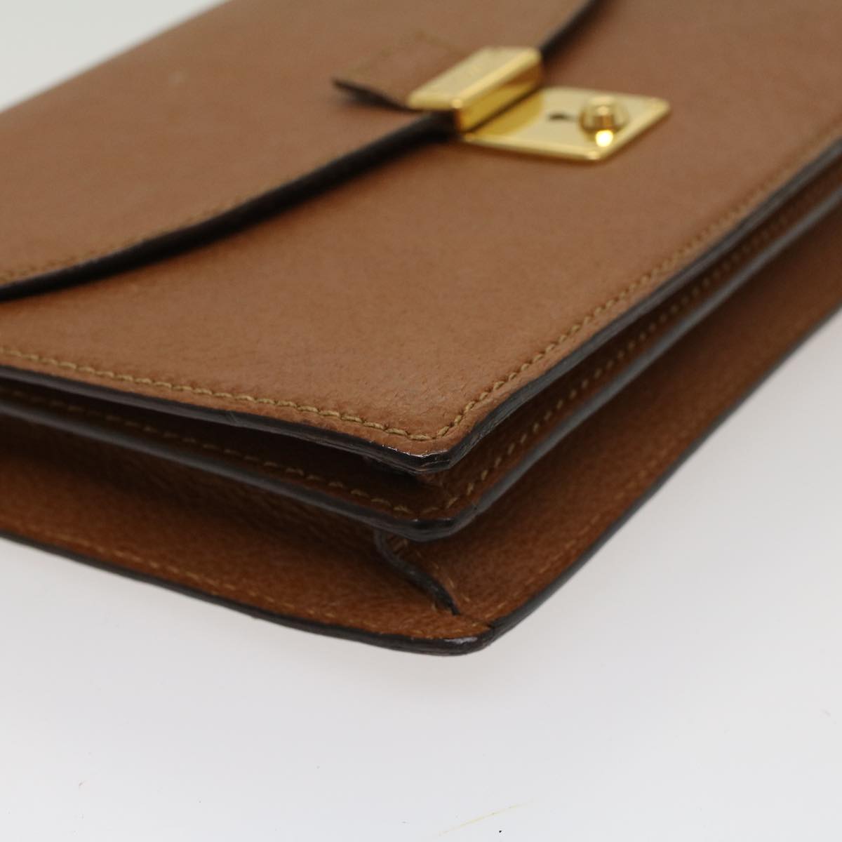 GUCCI Clutch Bag Leather Brown ep904