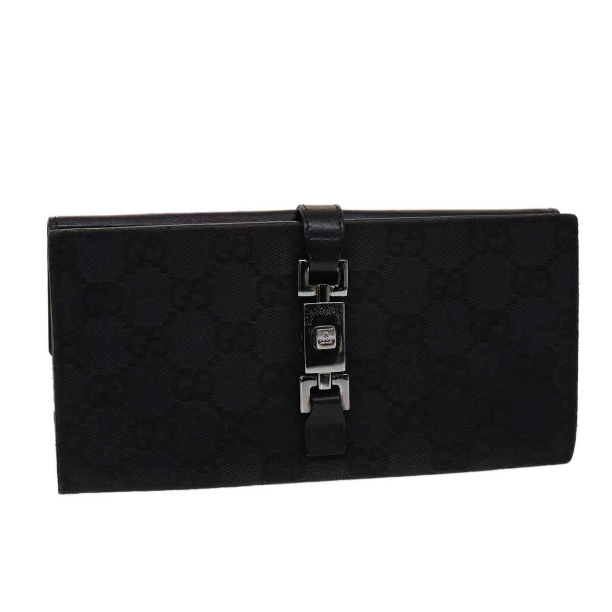 GUCCI GG Canvas Jackie Long Wallet Leather Black ep953