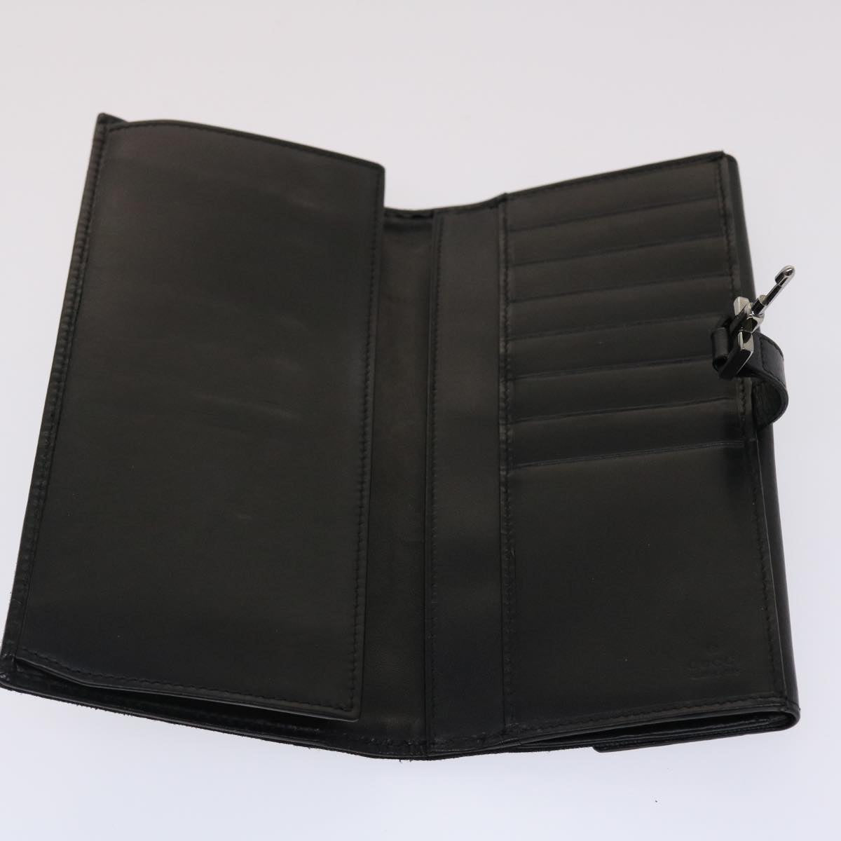 GUCCI GG Canvas Jackie Long Wallet Leather Black ep953