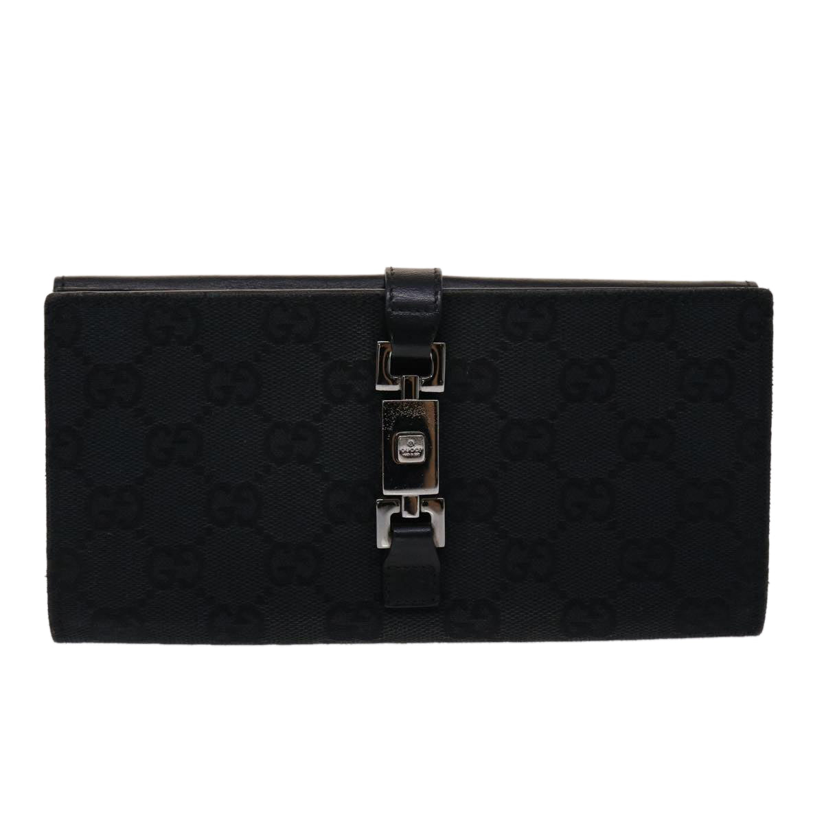 GUCCI GG Canvas Jackie Long Wallet Leather Black ep953