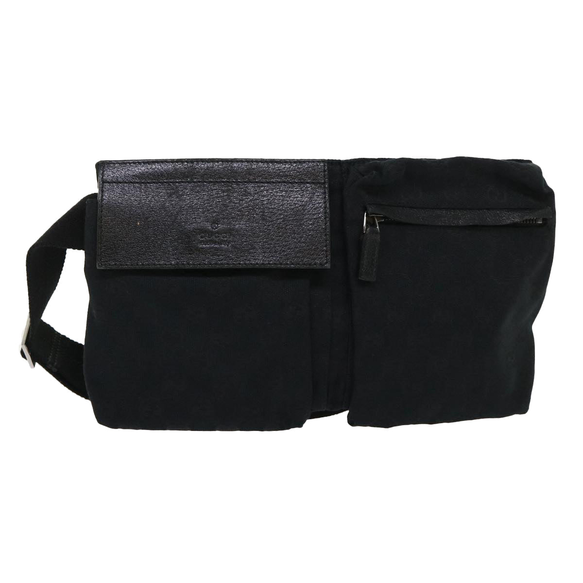 GUCCI GG Canvas Waist bag Leather Black 28566 ep995