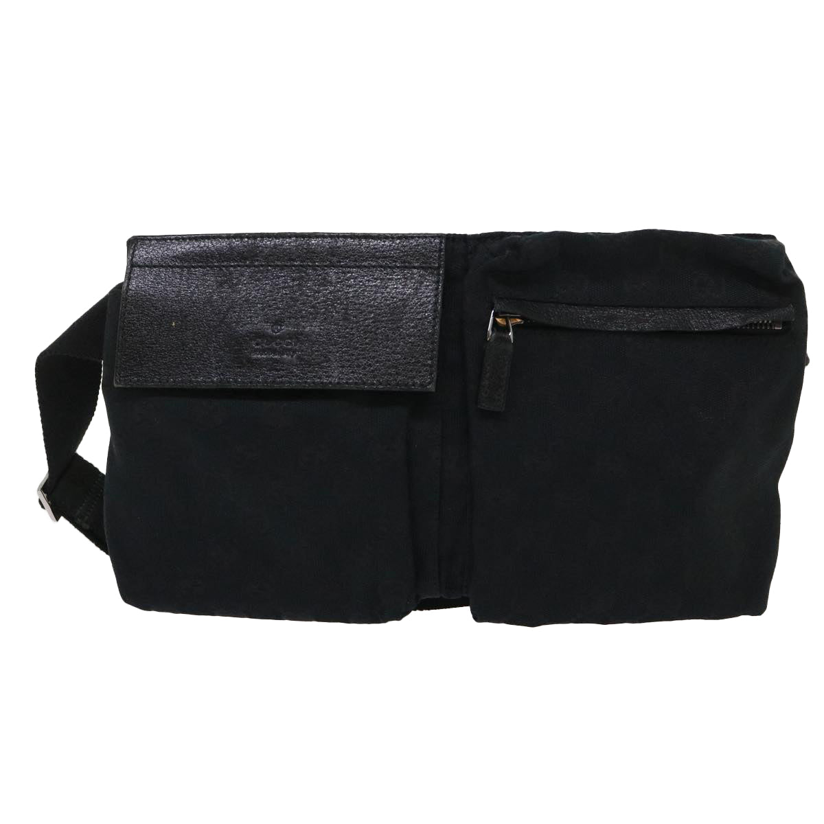 GUCCI GG Canvas Waist bag Leather Black 28566 ep995