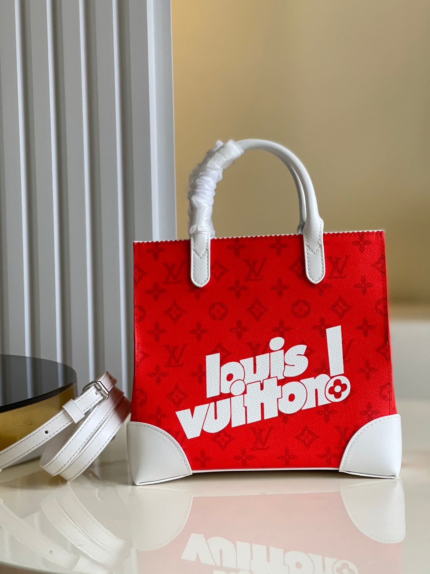 LV Litter Bag Vintage Monogram Canvas Red By Virgil Abloh For Men, MenÃ¢â‚¬â„¢s Bags, Shoulder And Crossbody Bags 9.4in/24cm LV