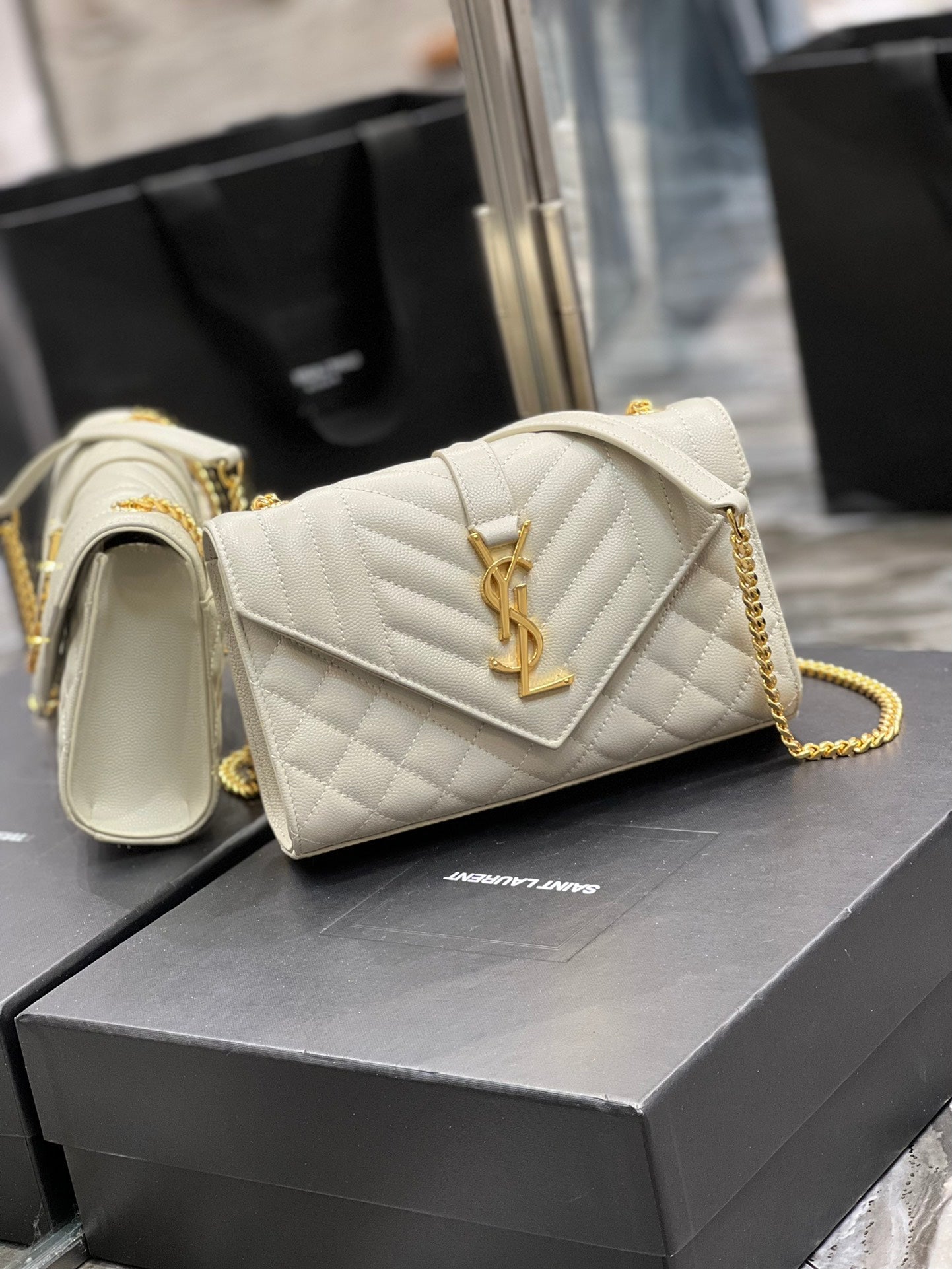 GLAMI Small Bag White In Mix Matelasse For Women 8.2in/21cm YSL 600195BOW919207