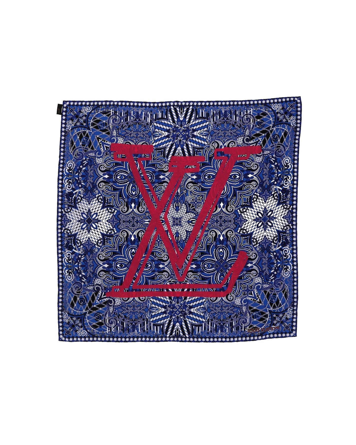 Louis Vuitton LV Bandana Scarf Coquelicot in Blue Silk