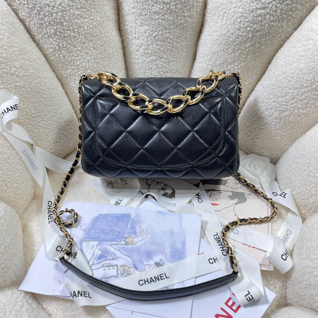 CHLLarge GlamIap Bag Gold Hardware Black For Women Handbags, Shoulder Bags 9.1in/23cm AS3367