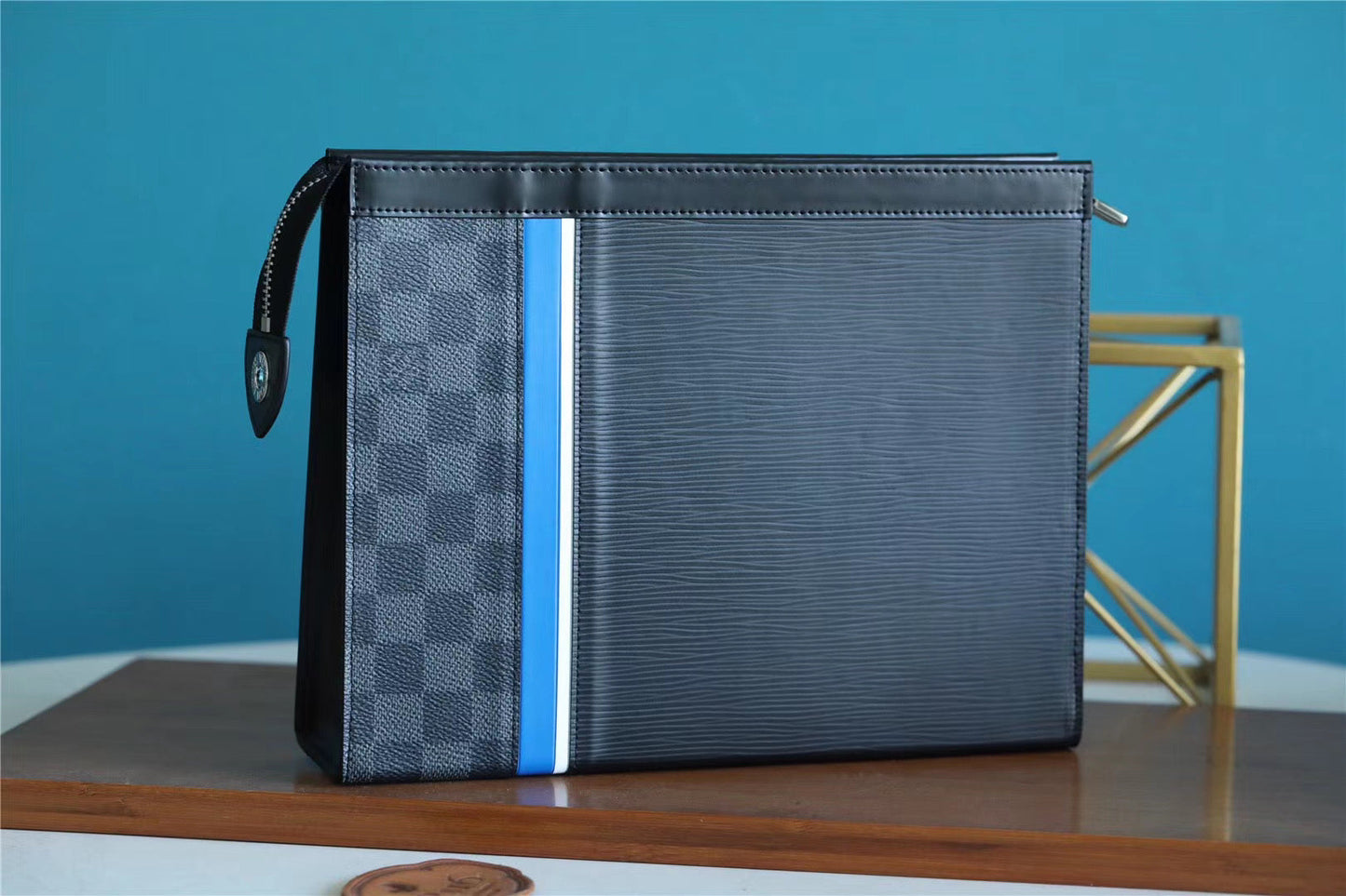LV Pochette Voyage MM Epi Damier Graphite Canvas Black For Men, Travel AcGLAMIssories 27cm LV M56827