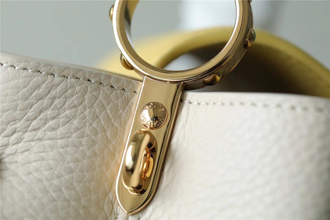 LV Capucines GLAMI Taurillon Creme Beige/ Plume Yellow Berlingot For Women, WomenÃ¢â‚¬â„¢s Bags, Shoulder And Crossbody Bags 10.6in/27cm LV