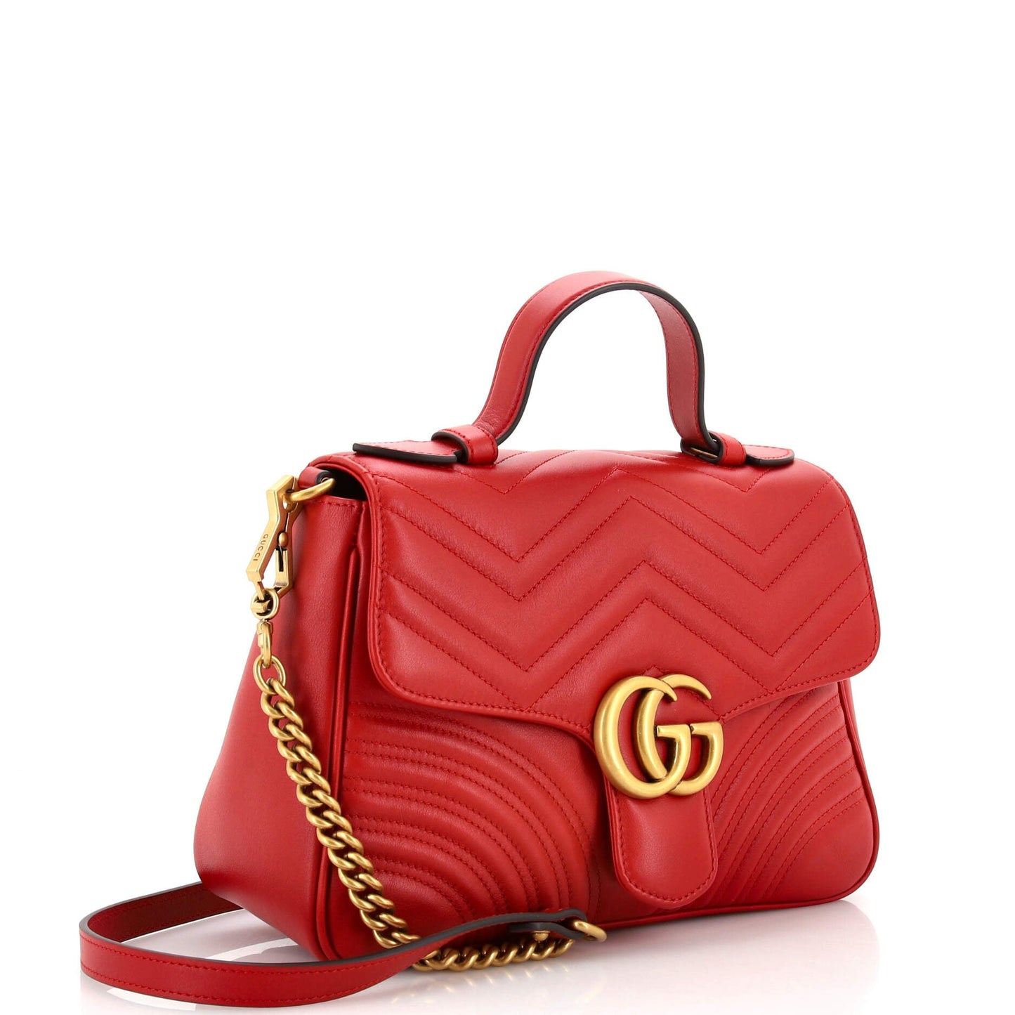 GG Marmont Top Handle Flap Bag Matelasse Leather Small