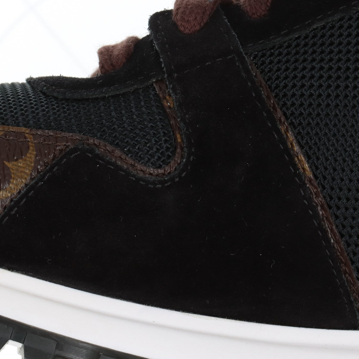Louis Vuitton Runwayline 18 Years MeshLeather Trainers 37.5  Black×Brown CL0188 Monogram  Bag