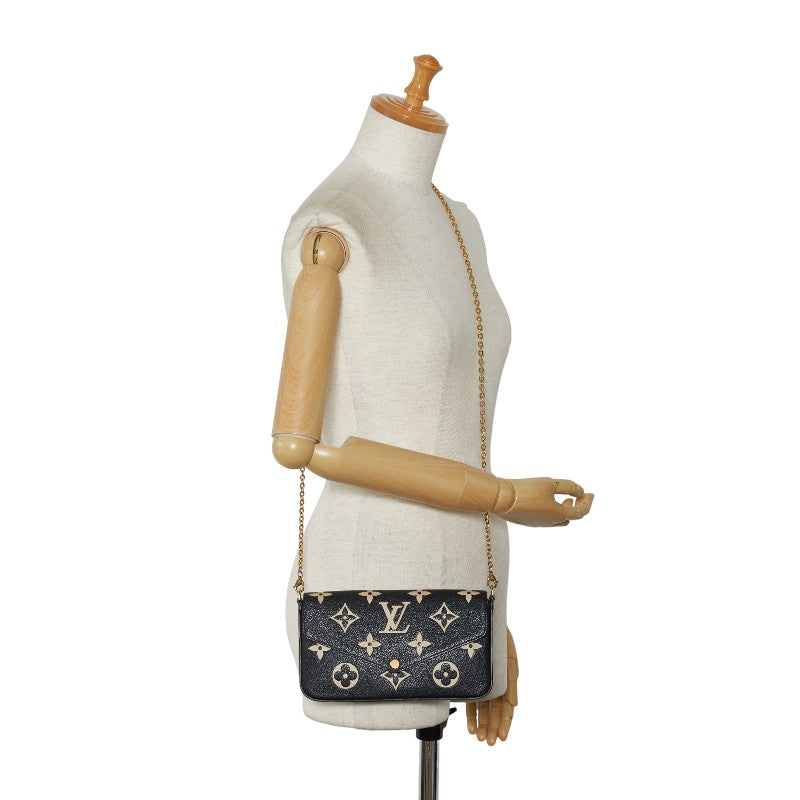 Louis Vuitton Monogram Emplant Poschet Felice Chain Shoulder Bag M80482 Black Beige Leather  Louis Vuitton