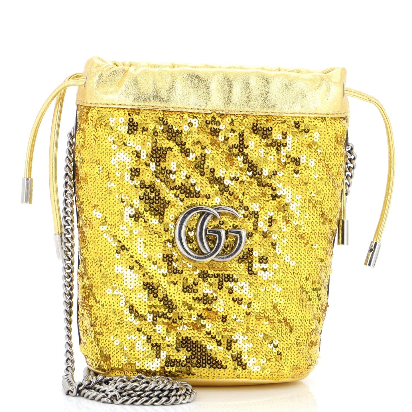 GG Marmont Bucket Bag Diagonal Quilted Sequins Mini