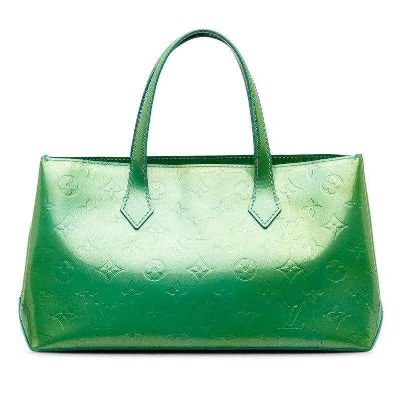 Louis Vuitton Monogram Verney M91724 Handbag Patent Leather Blue Lagoon Green Lady Lagoon