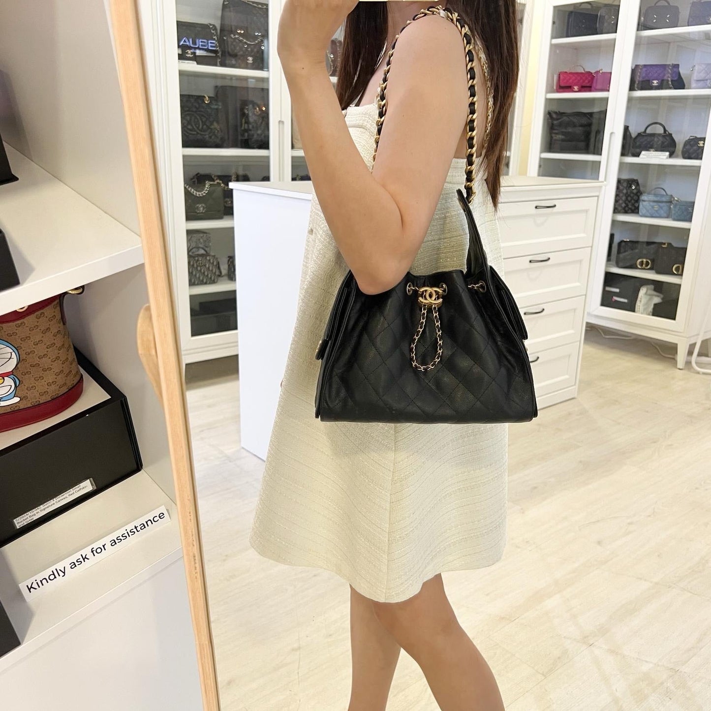 GLM-25 Small Hobo Bag in Black Caviar and AGHW (Model: AS5293)