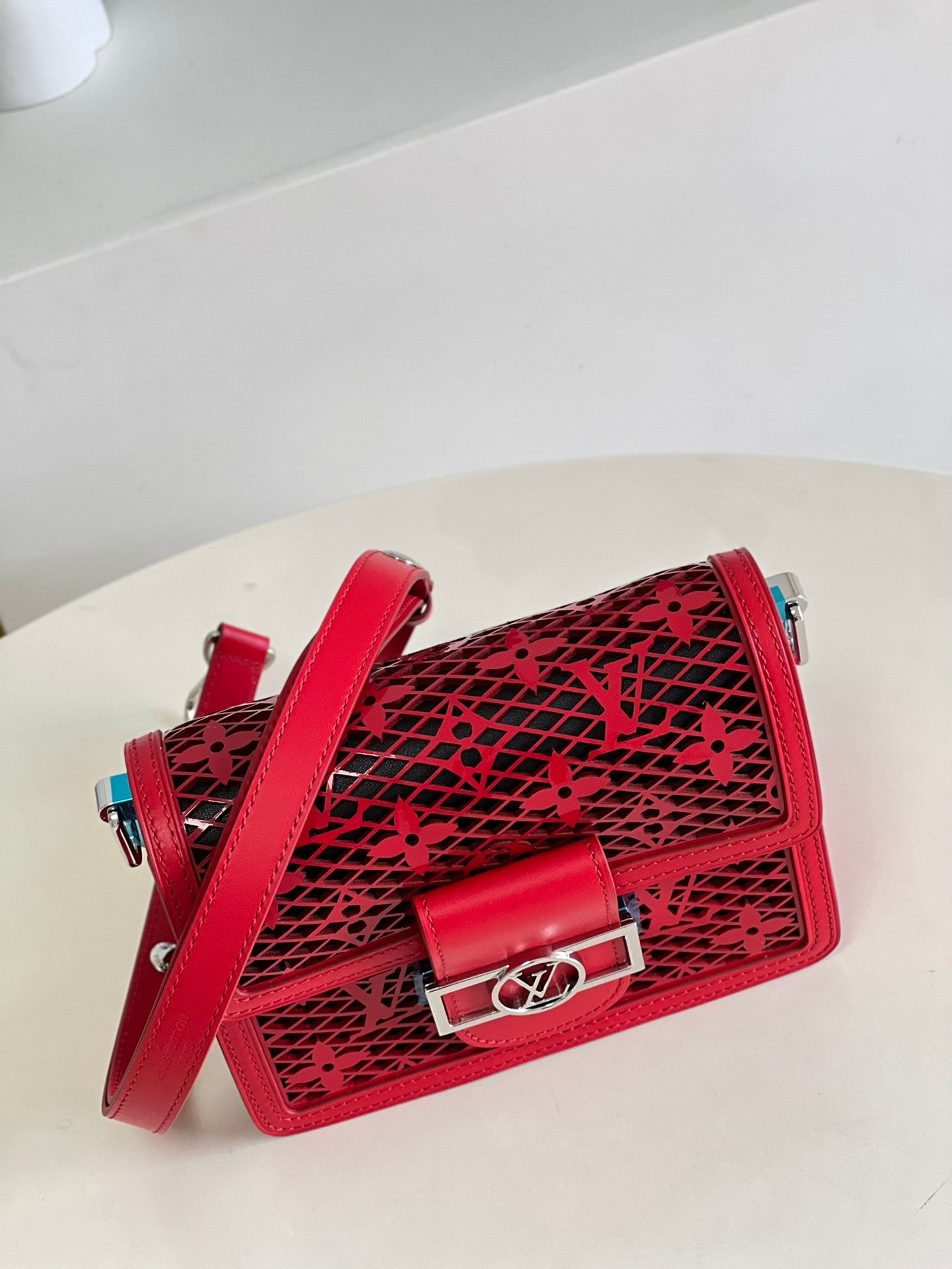 LV Limited Dauphine MM Bags By Nicolas GhesquiÃƒÂ¨re With Monogram LaGLAMI Red For Women 25cm LV