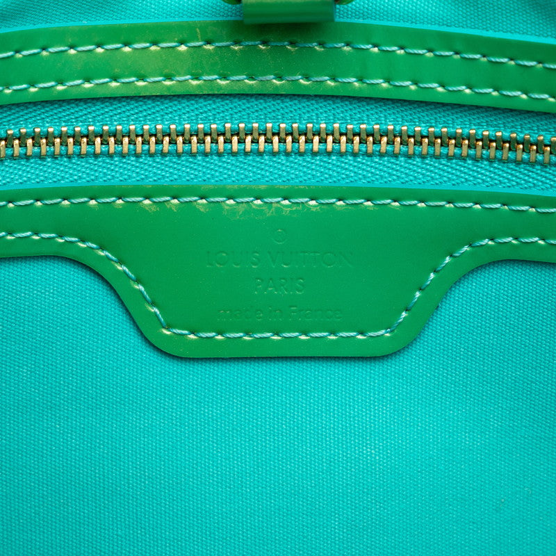 Louis Vuitton Monogram Verney M91724 Handbag Patent Leather Blue Lagoon Green Lady Lagoon