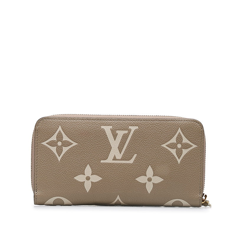 Louis Vuitton Monogram Implant Zippie Wallet Roundfassner Long Wallet M69794 Turtle Cream Beige Leather Ladies Louis Vuitton