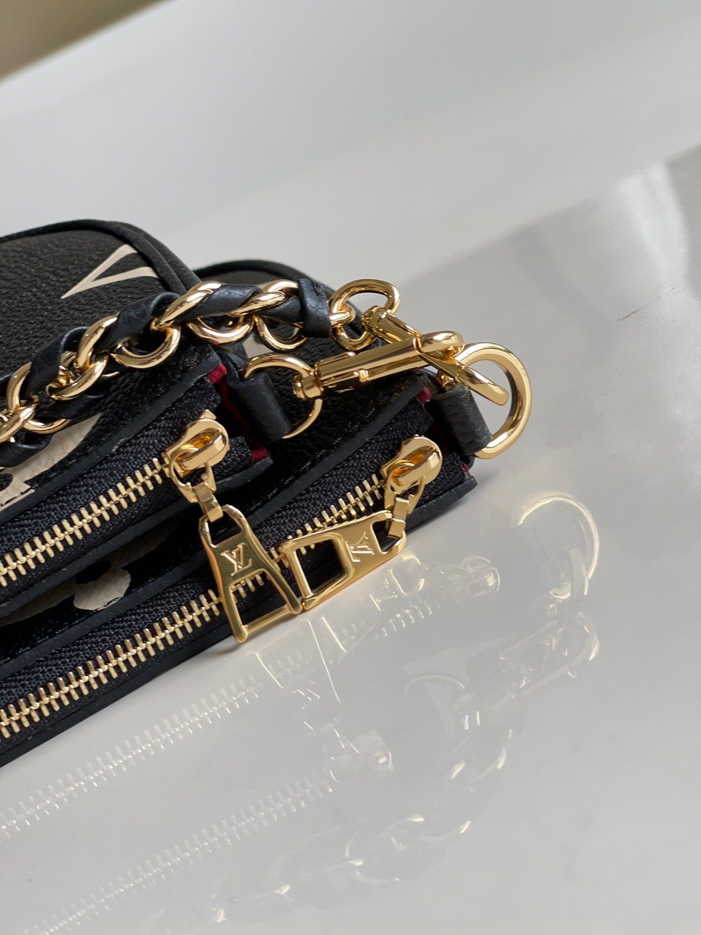 LV Multi Pochette AcGLAMIssoires Monogram Empreinte Black/Cream For Women, WomenÃ¢â‚¬â„¢s Handbags, Shoulder And Crossbody Bags 9.8in/25cm LV M45777
