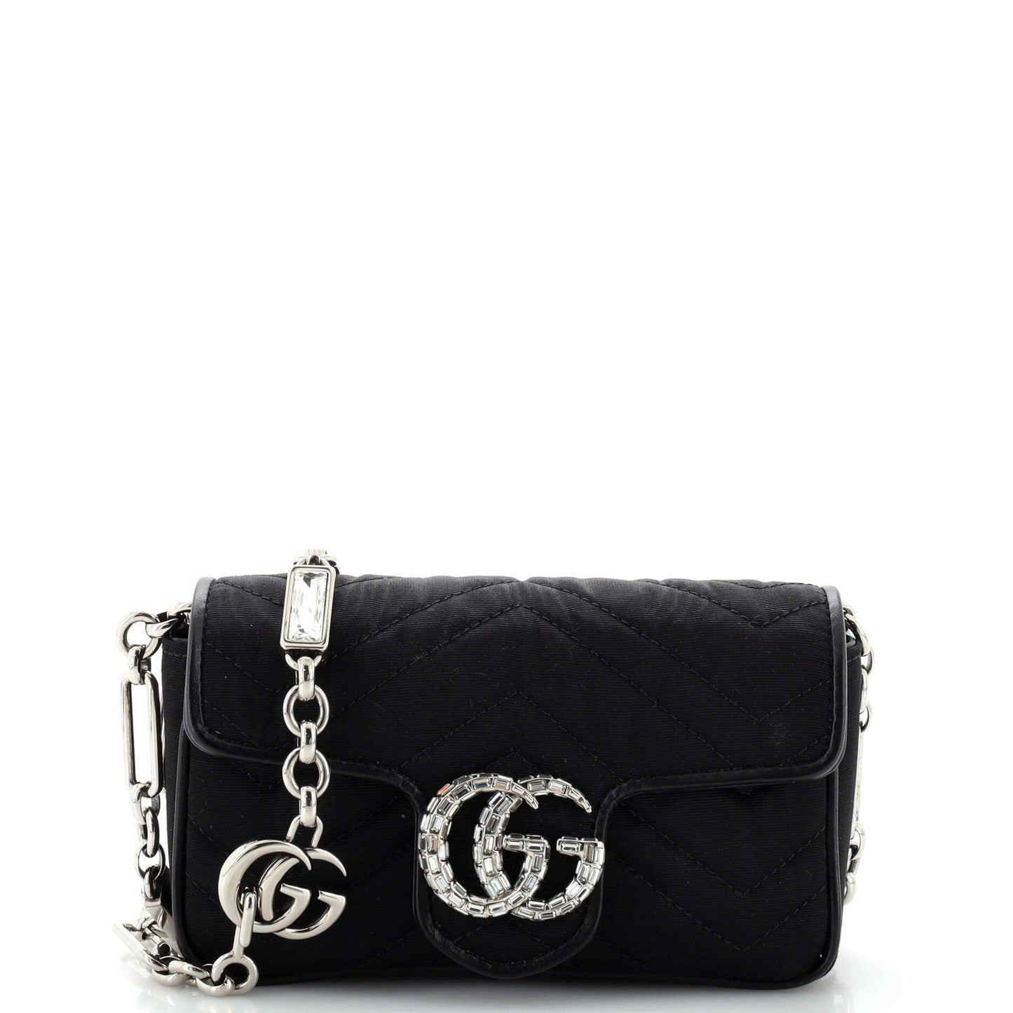 Crystal GG Marmont Flap Belt Bag Matelasse Fabric