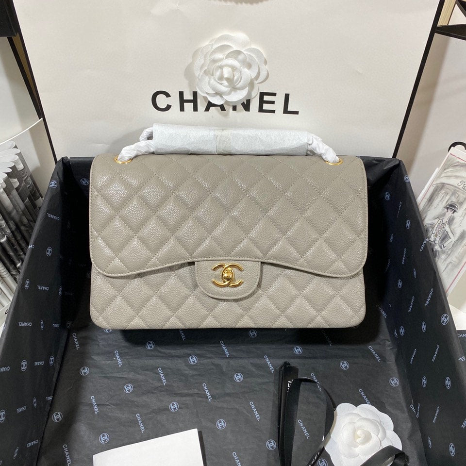 CHLLarge Classic Handbag Gold Hardware Grey For Women Handbags, Shoulder Bags 11.8in/30cm